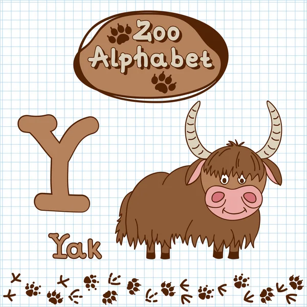 Animales, yak, letra Y — Vector de stock