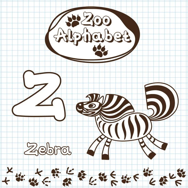 Zwierząt, zebra, list z — Wektor stockowy