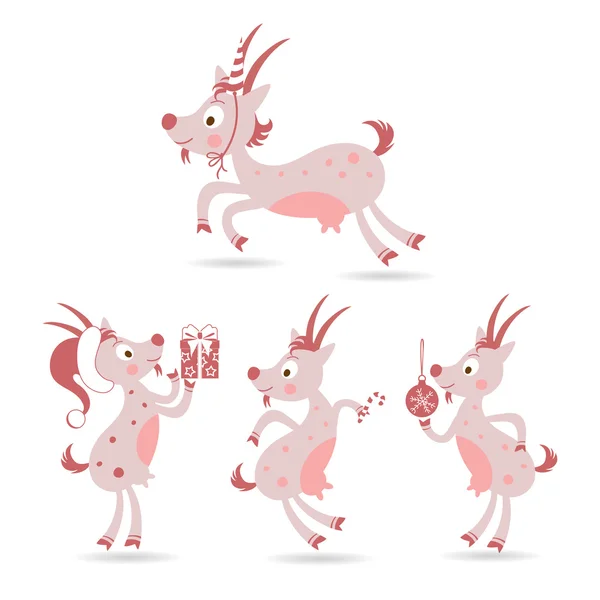 Happy new 2015 year  cute Goats — Stock Vector