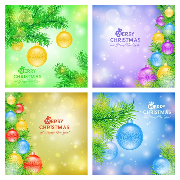 Árvore de Natal com bolas coloridas — Vetor de Stock