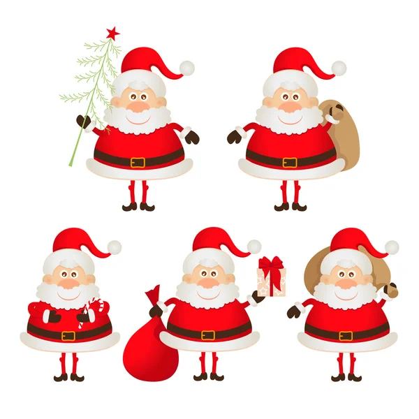 Set van schattige lachende Santa Claus — Stockvector