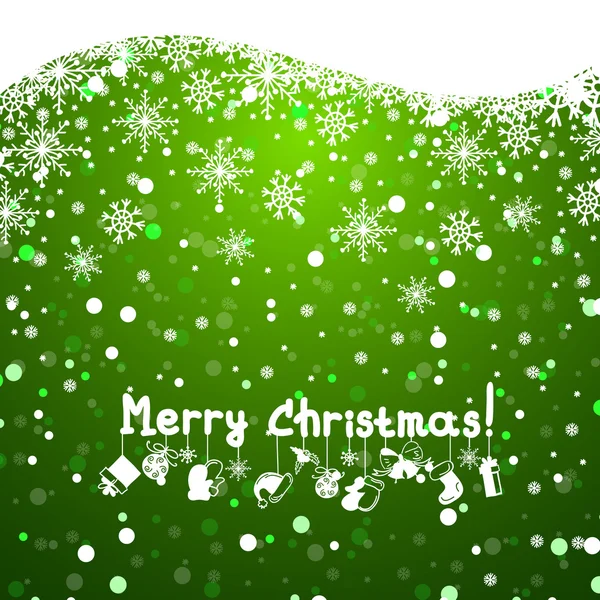 Christmas green background with snowflakes — Stock Vector