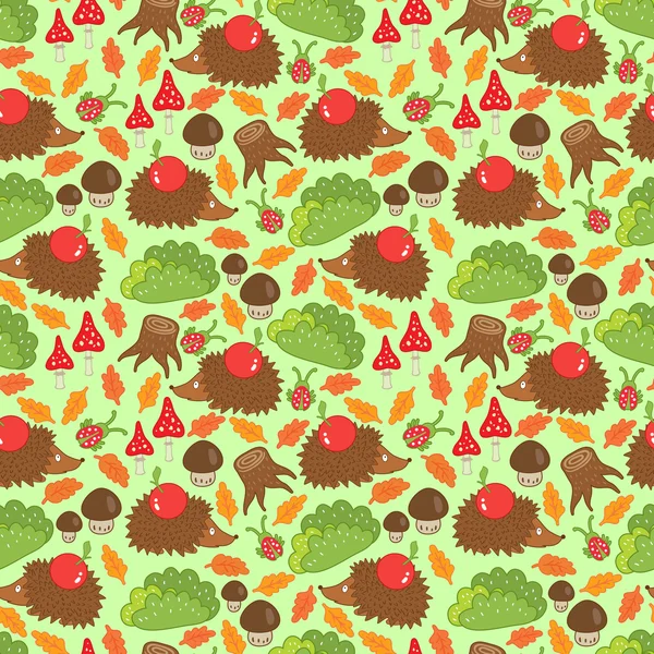 Hedgehog seamless pattern — Stock Vector