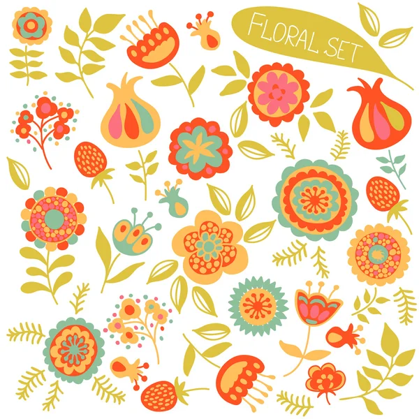 Floral set of colorful  flowers. — Stock Vector