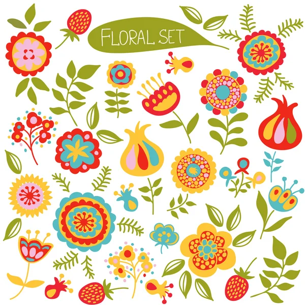 Renkli çiçek çiçek kümesi.