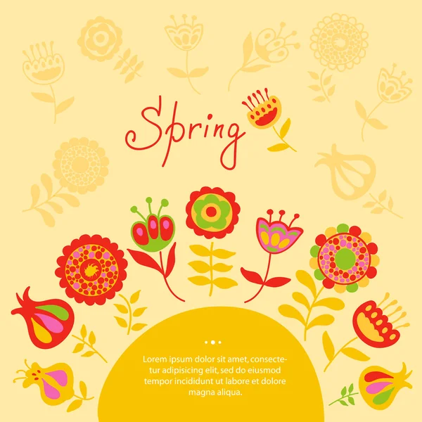 Karte mit Frühlingsblumen — Stockvektor