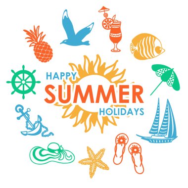 Güneş ve yaz simgeler