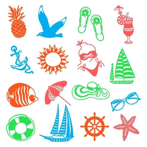 Summer vacation, travel icons — Stock Vector