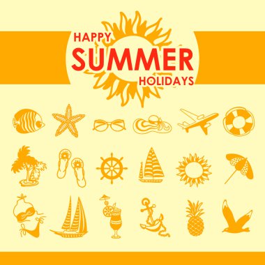 Mutlu yaz tatil simgeler