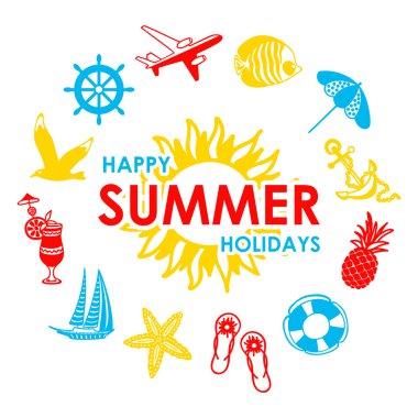 Güneş ve 13 yaz simgeler