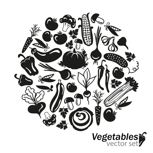 Çeşitli sebze siluetleri