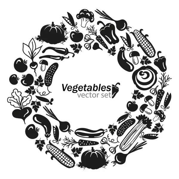 Verschillende groenten silhouetten — Stockvector