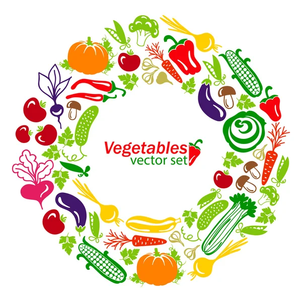 Λαχανικά εικονίδια πλαισίου — Διανυσματικό Αρχείο