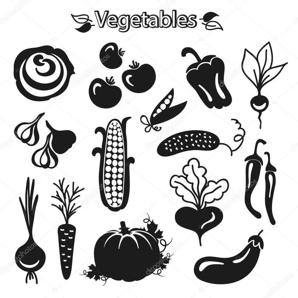 Vegetables icons set