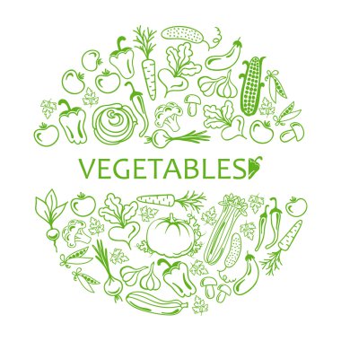 circle of vegetables icons clipart