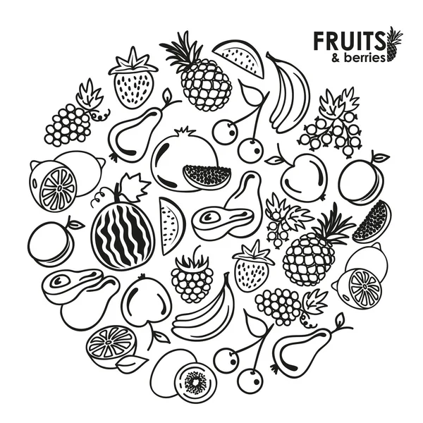 Fruits and berries icons — Stock Vector