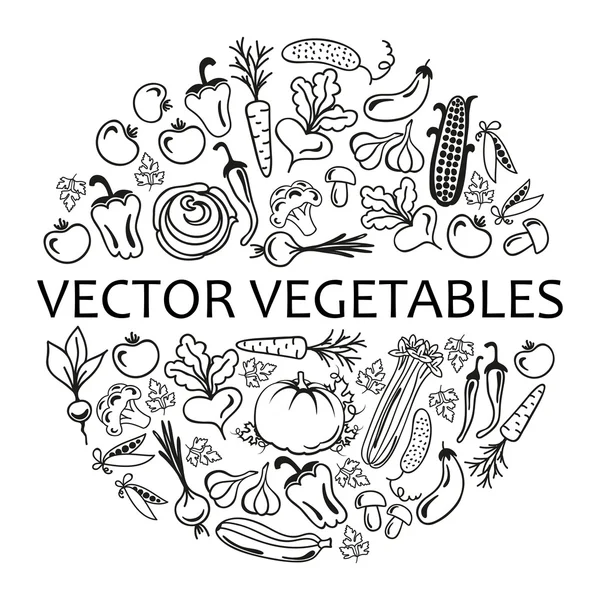 Cirkel van groenten pictogrammen — Stockvector