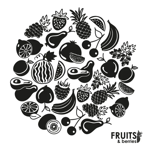 Fruits and berries icons — Stock Vector