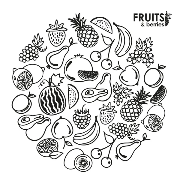 Fruits et baies icônes Illustrations De Stock Libres De Droits