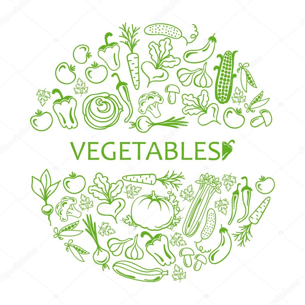 circle of vegetables icons