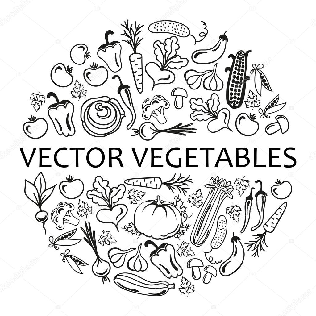 circle of vegetables icons