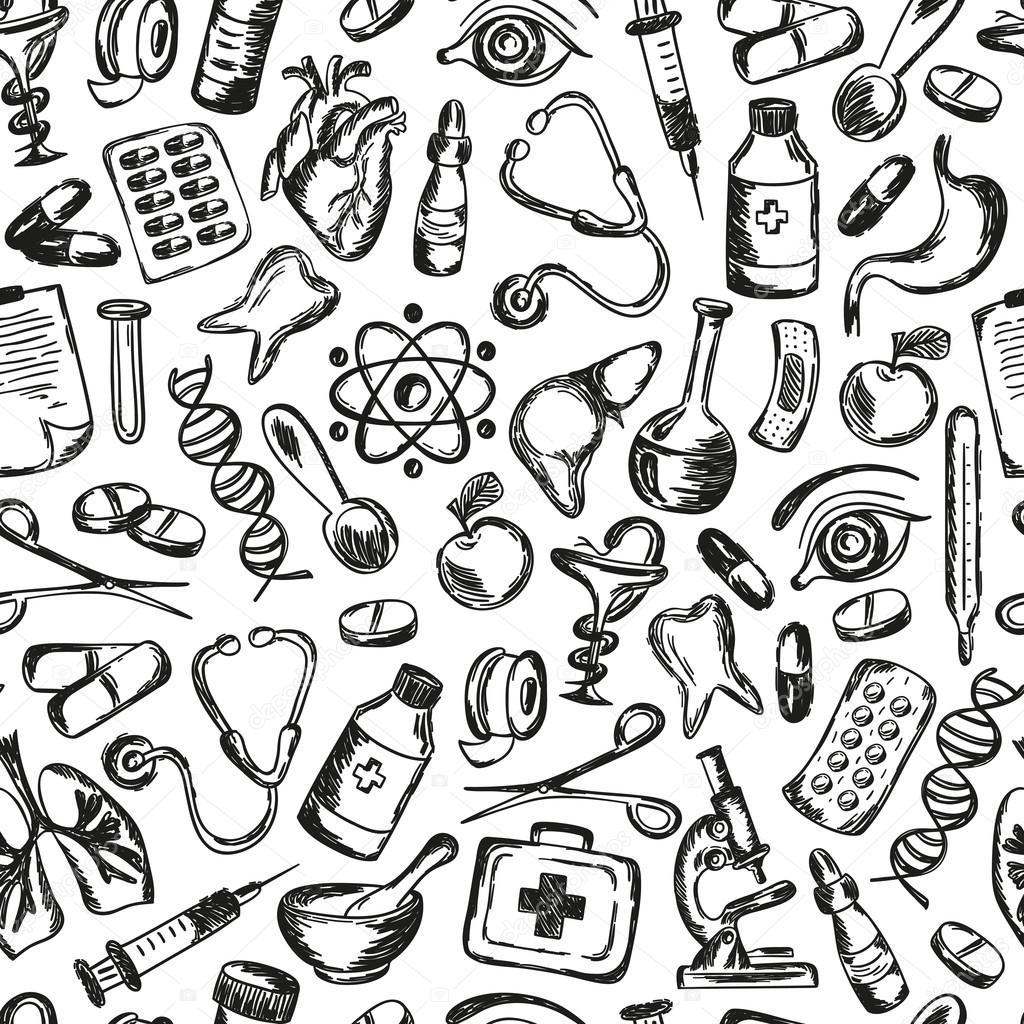 Seamless pattern Medical icons