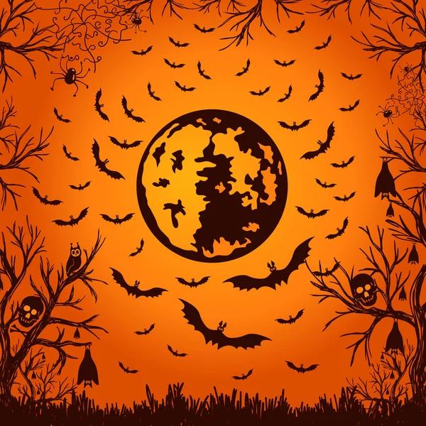 Fondo de Halloween con luna — Archivo Imágenes Vectoriales