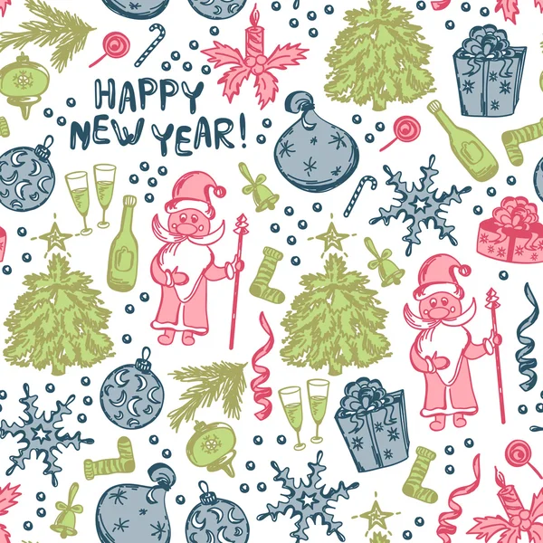 Seamless pattern set of elements for the new year — Stock Vector