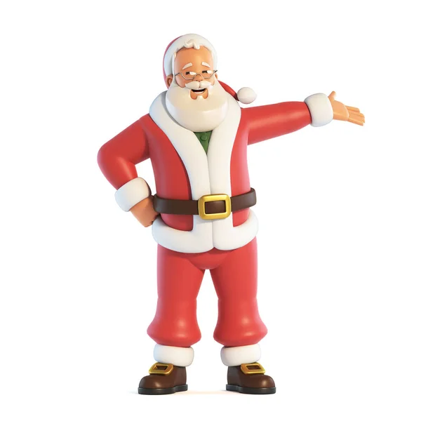 Papai Noel Com Mostrando Gesto Mão Isolado Fundo Branco Renderização — Fotografia de Stock