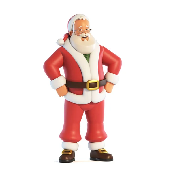 Santa Claus Agitando Mano Aislada Sobre Fondo Blanco Renderizado —  Fotos de Stock