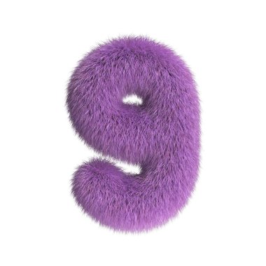 Kıllı yazı tipi, tüylü alfabe, 3 boyutlu şekil, 9 numara.