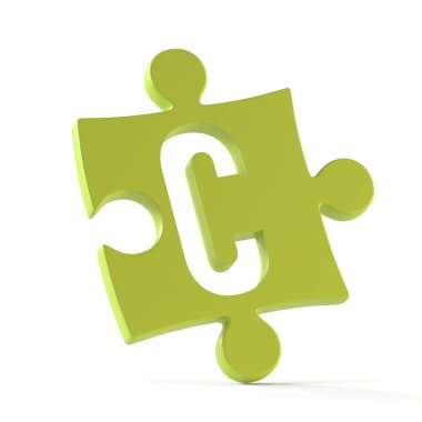 Yapboz yazı tipi 3d hazırlama, yapboz parçası C harfi