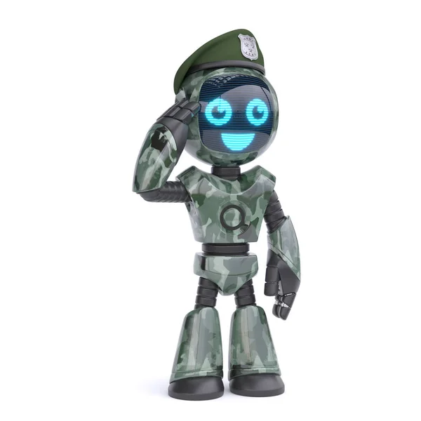 Robot Żołnierz Robot Wojskowy Renderowania Białym Tle — Zdjęcie stockowe