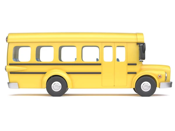 School Bus Zijaanzicht Witte Achtergrond Rendering — Stockfoto