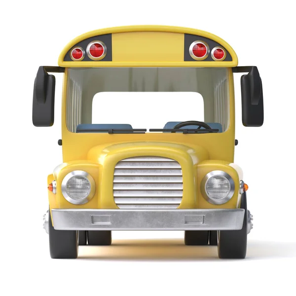 School Bus Front View White Background Rendering — Stock Photo, Image