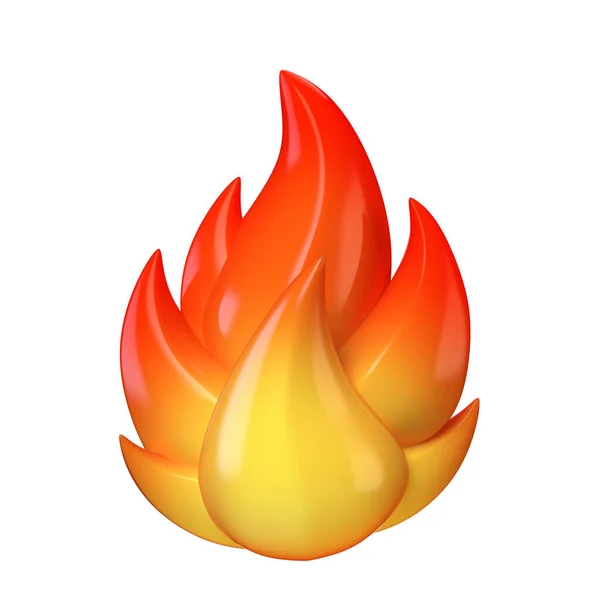 Feuer Symbol Heißes Emoticon Auf Weißem Hintergrund Rendering — Stockfoto