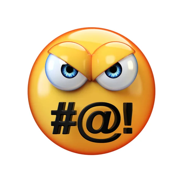 Angry Emoticon Swearing Isolated White Background Bad Mouth Emoji Rendering — Stock Photo, Image