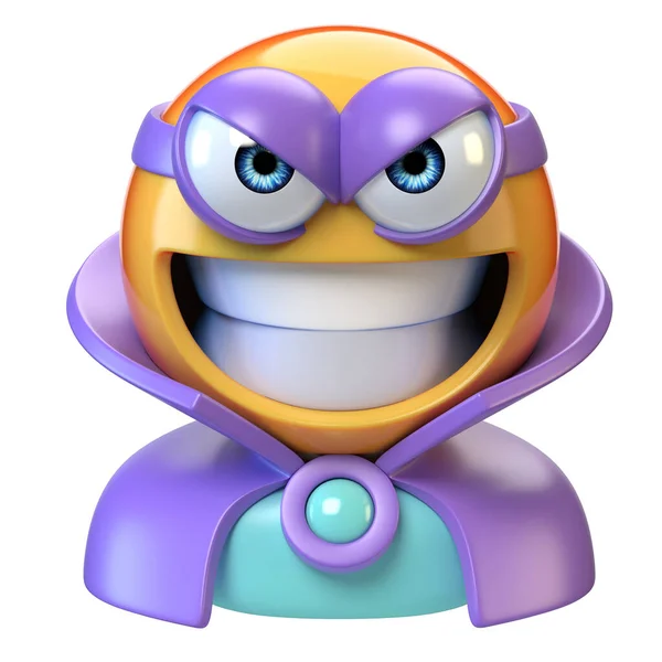 Emoji Super Villain Emoticon Masked Evil Character Rendering — Stock Photo, Image