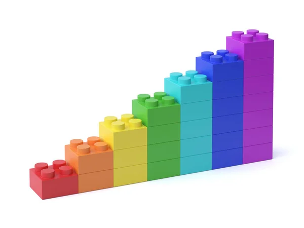 Growing Bar Chart Colorful Building Blocks Rendering — Stock Photo, Image