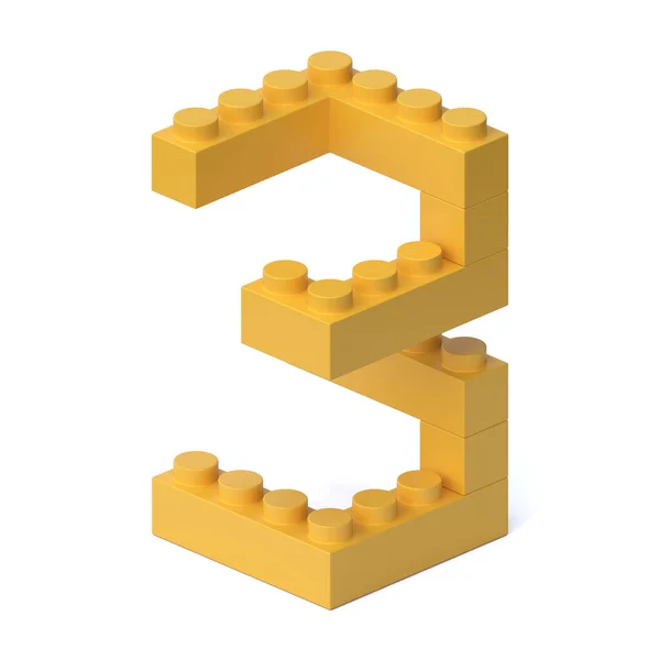 ブロックフォントの3Dレンダリング番号3の構築 — ストック写真