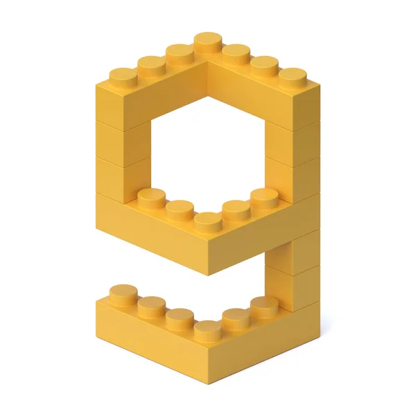 ブロックフォントの3Dレンダリング番号9の構築 — ストック写真