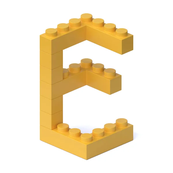 积木字体3D渲染字母E — 图库照片