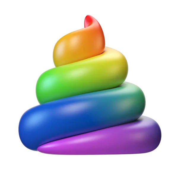 Rainbow Poop Icoon Geïsoleerd Gele Achtergrond Kleurrijke Poo Emoticon Rendering — Stockfoto