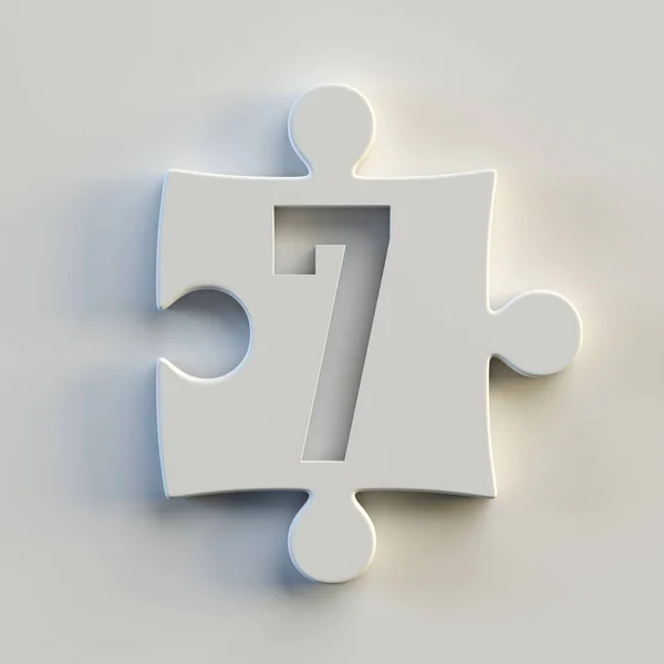 ジグソーフォント3Dレンダリング パズルピース番号7 — ストック写真