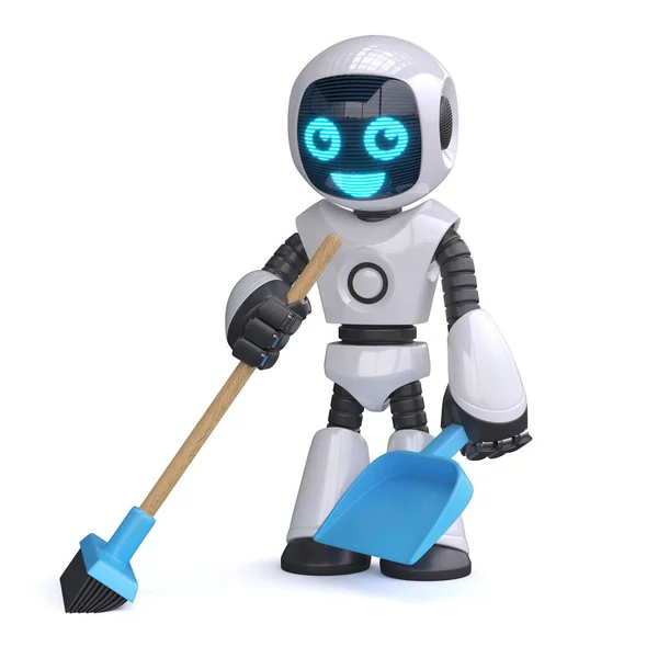 Маленький Робот Очиститель Концепция Автоматической Очистки Рендеринг — стоковое фото