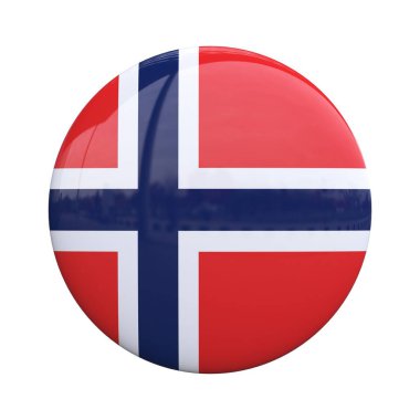 Norveç ulusal bayrak rozeti, milliyet rozeti 3D görüntüleme