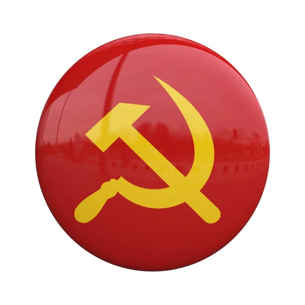 Communism Badge Sickle Hammer Pin Rendering — Stock Photo, Image