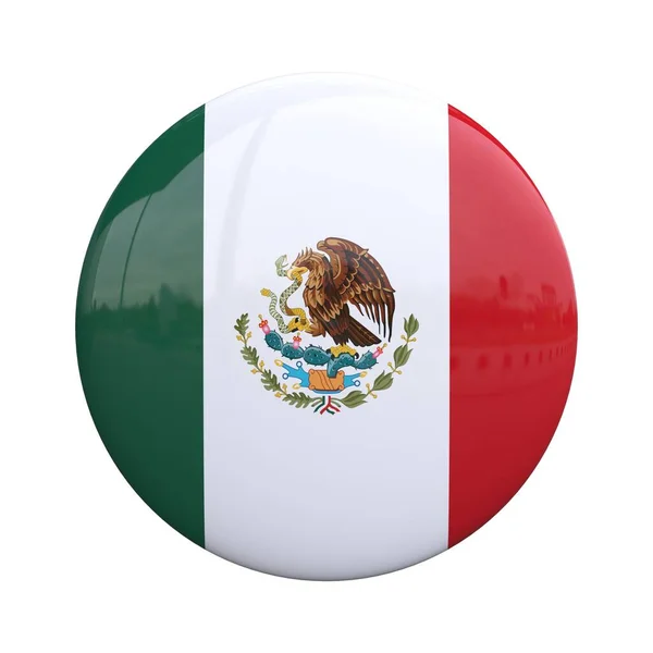 Mexico National Flag Badge Nationality Pin Rendering — Stock Photo, Image