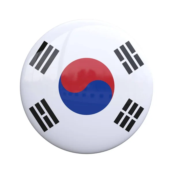 South Korea National Flag Badge Nationality Pin Rendering — Stock Photo, Image