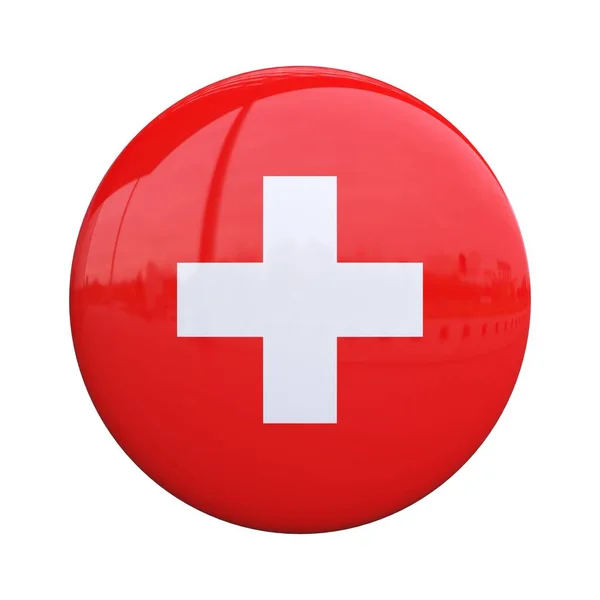 スイス国旗バッジ国籍ピン3Dレンダリング — ストック写真